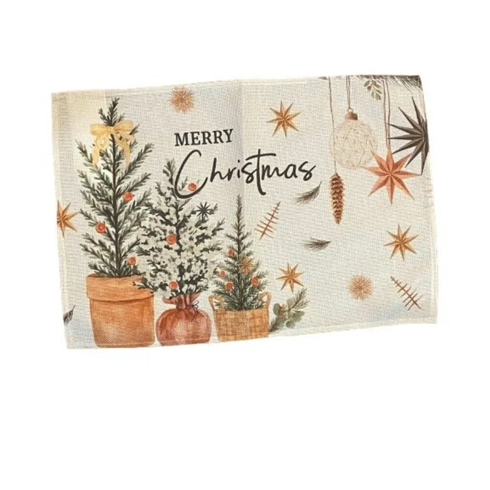 Christmas Placemat Set 4 Piece 12x18in Woven Polyester Merry Christmas